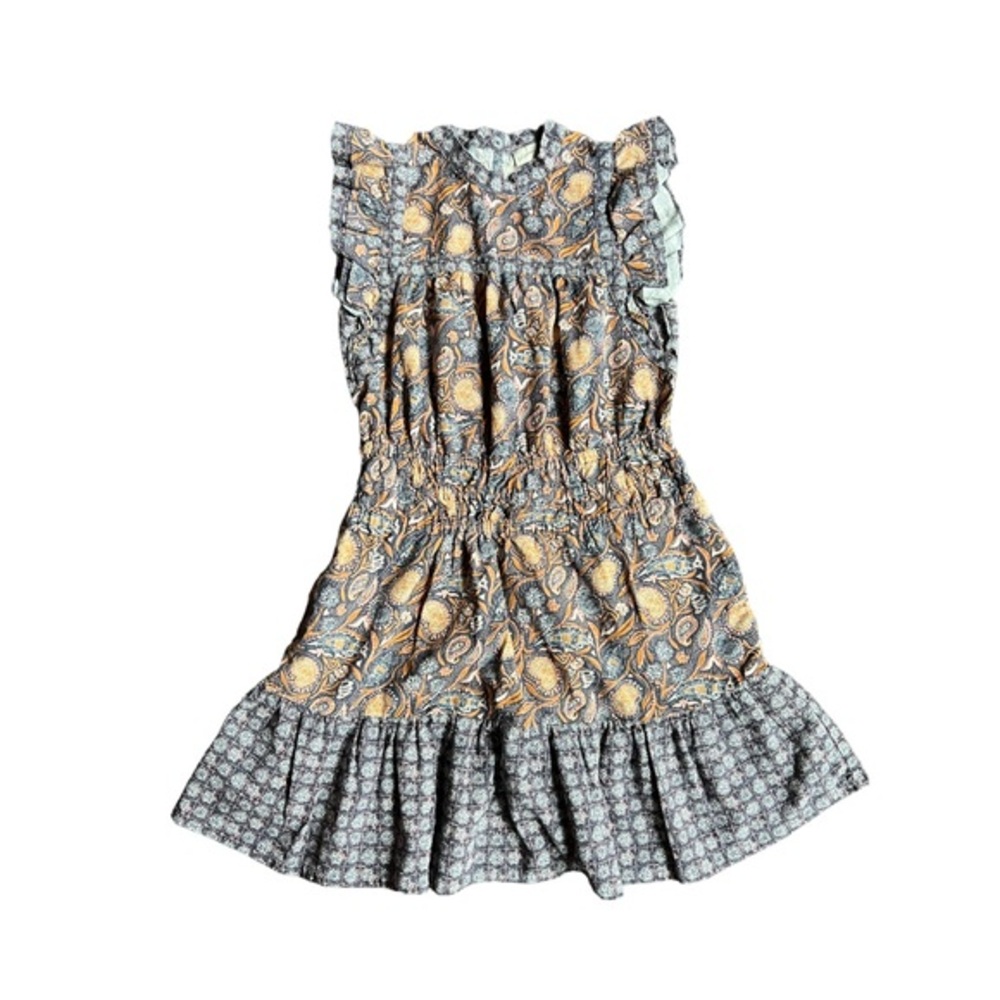 Universal Thread Linen Medium Sleeveless Dress Ruffled Paisley Cottagecore